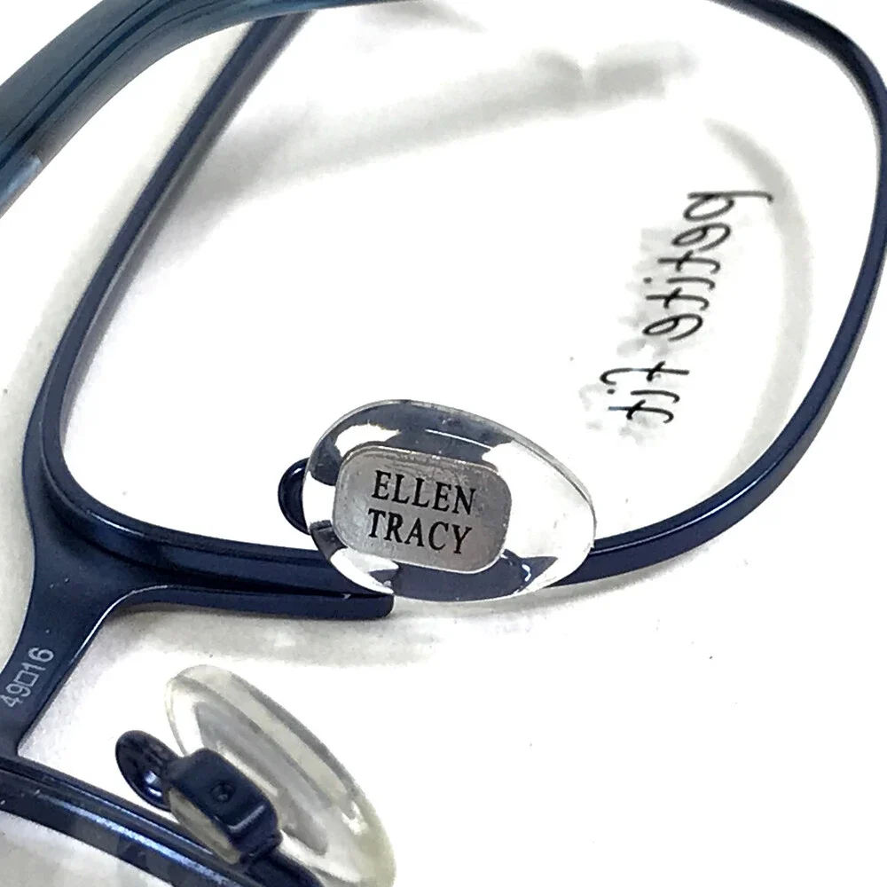 Ellen Tracy Petite Eyeglasses Frames SHIMA NAVY Blue Silver Cat Eye 49-16-125